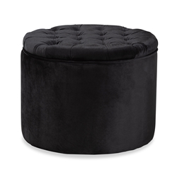 Baxton Studio Livana Contemporary Glam and Luxe Black Velvet Fabric Upholstered Storage Ottoman